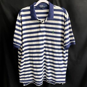 Men’s Blue and White Striped Polo by Ralph Lauren Size XXL